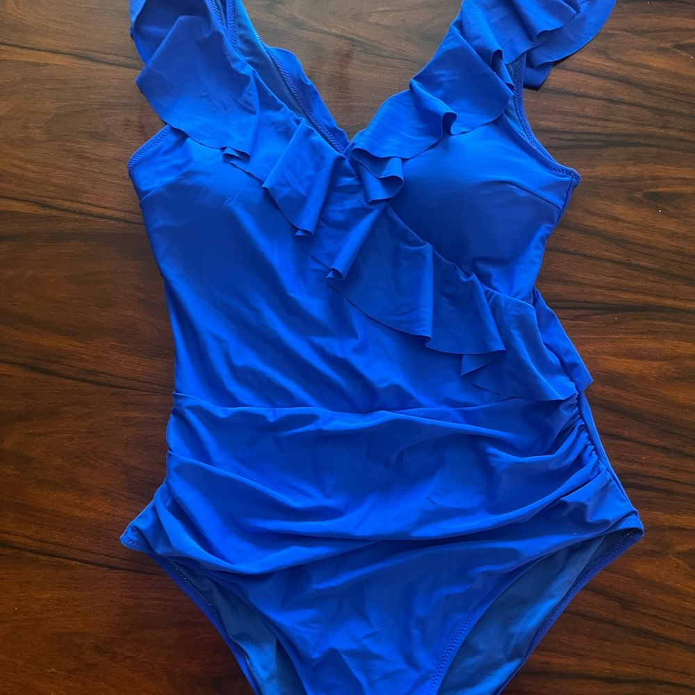 Blue Ruffled Swimsuit